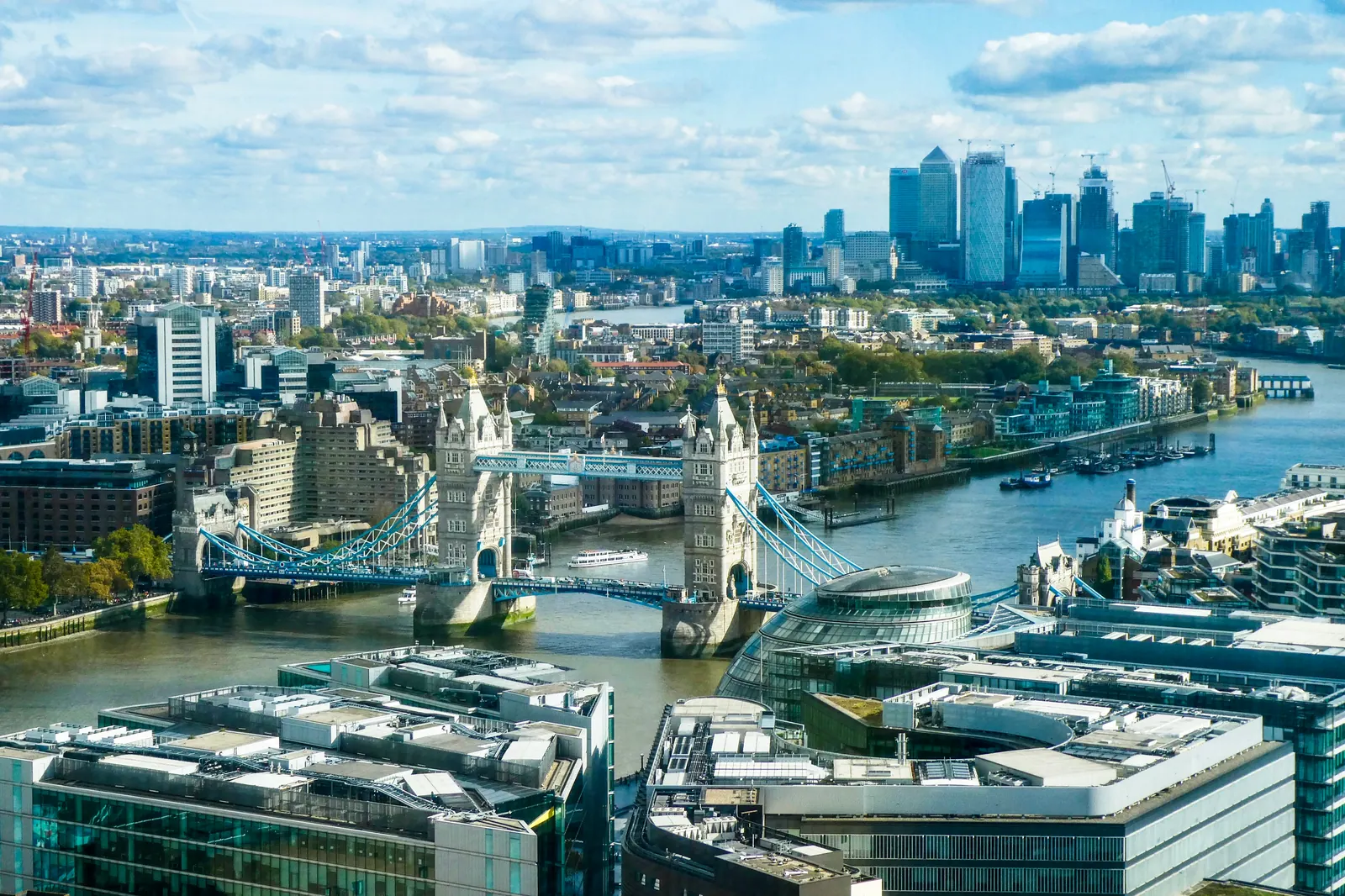London skyline with Tower Bridge and the River Thames