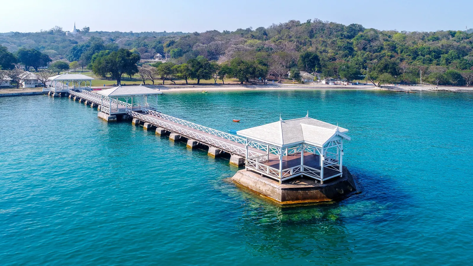 Pier over turquoise Mediterranean water